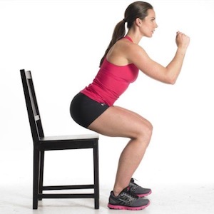 Squats help strengthen both legs and knees as well as the abdominals, back and glutes. Bending is a natural movement we perform naturally, by performing squats routinely will help prevent injury.